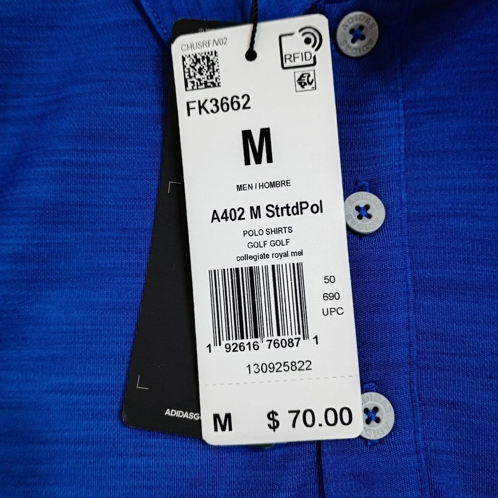 Adidas Golf Polo Mens M Blue Performance Shirt The Randy Logo NWT Charity Event
